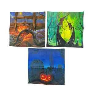 Halloween Throw Pillow Covers Set of 3 Spooky Pumpkin Witch Cat Gothic Decor